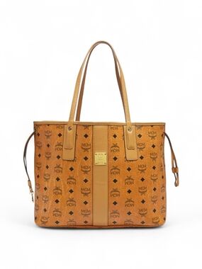 MCM Cognac Visetos Shopper Tote Bag
